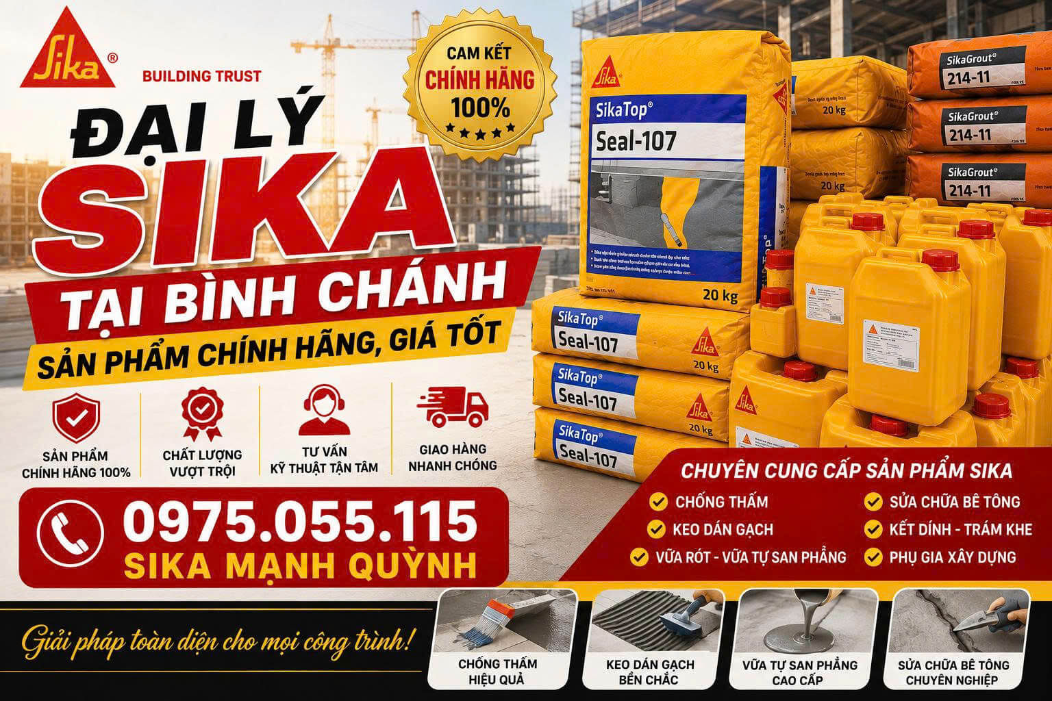 Đại Lý Sika Tại Bình Chánh Sản Phẩm Chính Hãng, Giá Tốt
