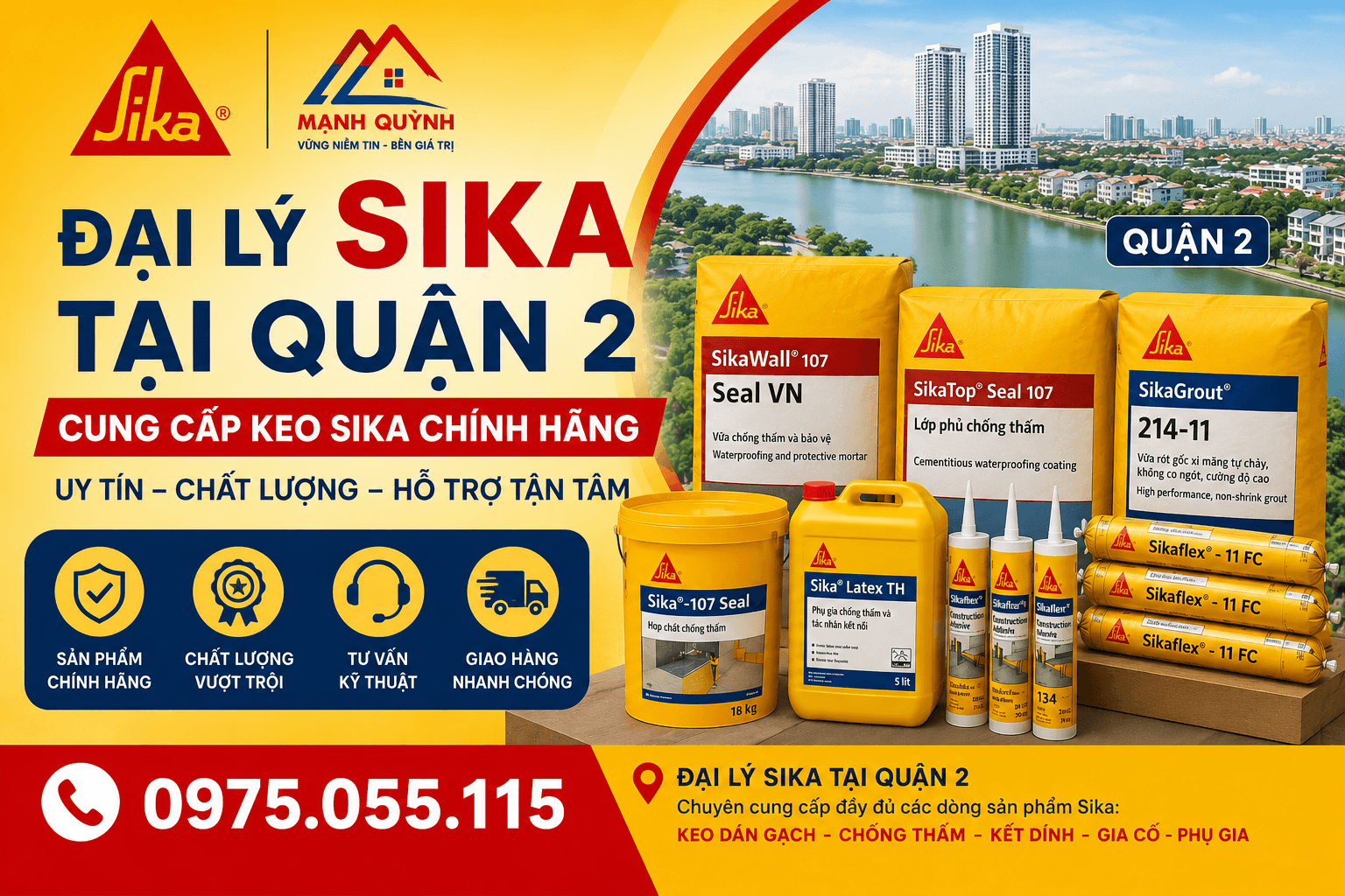 Đại Lý Sika Tại Quận 2 Cung Cấp Keo Sika