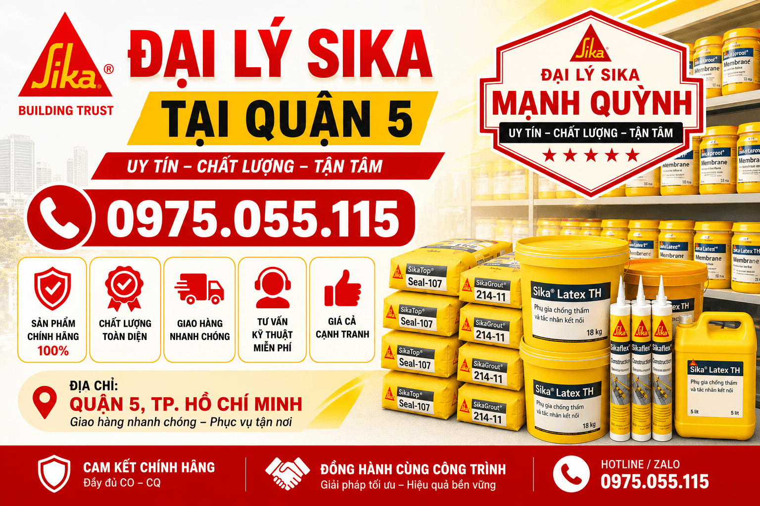 Đại Lý Sika Tại Quận 5 Giao Hàng Nhanh