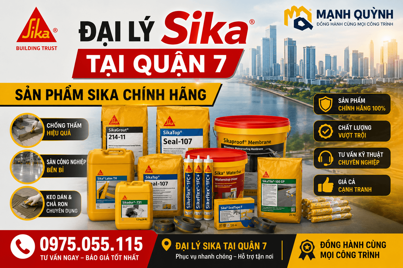 Đại Lý Sika Tại Quận 7 Sản Phẩm Sika Chính Hãng