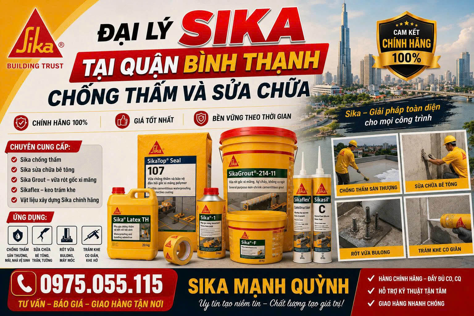 Đại Lý Sika Tại Quận Bình Thạnh Chống Thấm