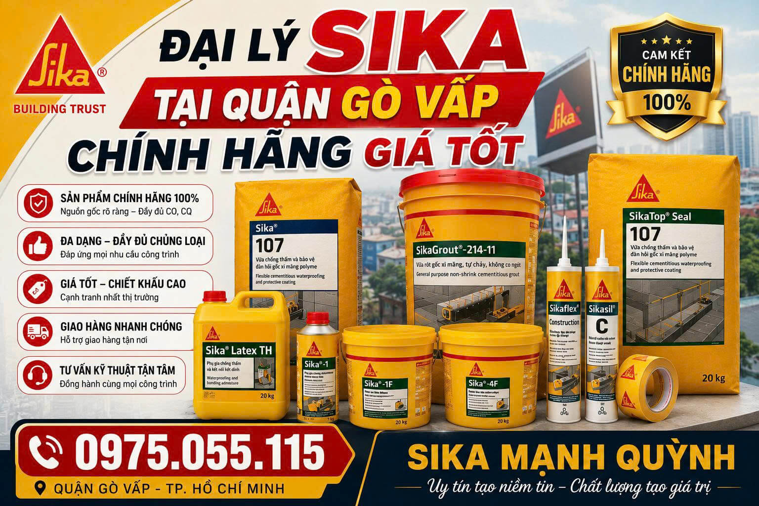 Đại Lý Sika Tại Quận Gò Vấp Chính Hãng Giá Tốt