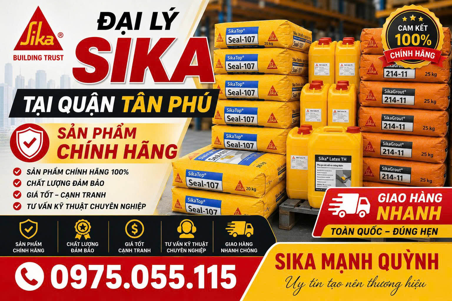 Đại Lý Sika Tại Quận Tân Phú Sản Phẩm Chính Hãng