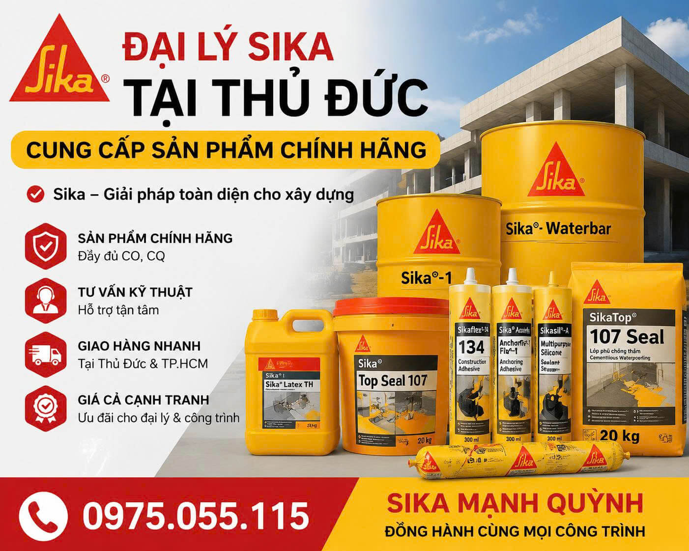 Đại Lý Sika Tại Thủ Đức Cung Cấp Sản Phẩm Chính Hãng