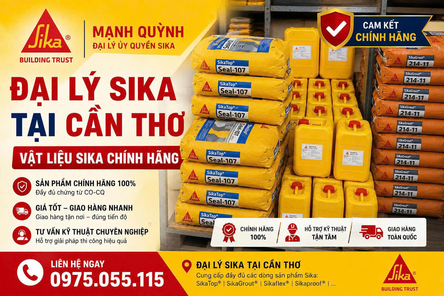 Đại Lý Sika Tại Cần Thơ Vật Liệu Sika